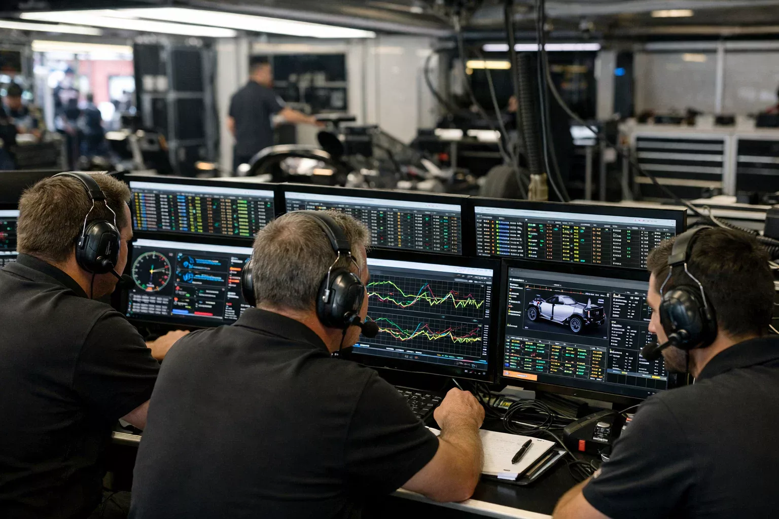 Formel-1-Team analysiert Telemetriedaten im Training