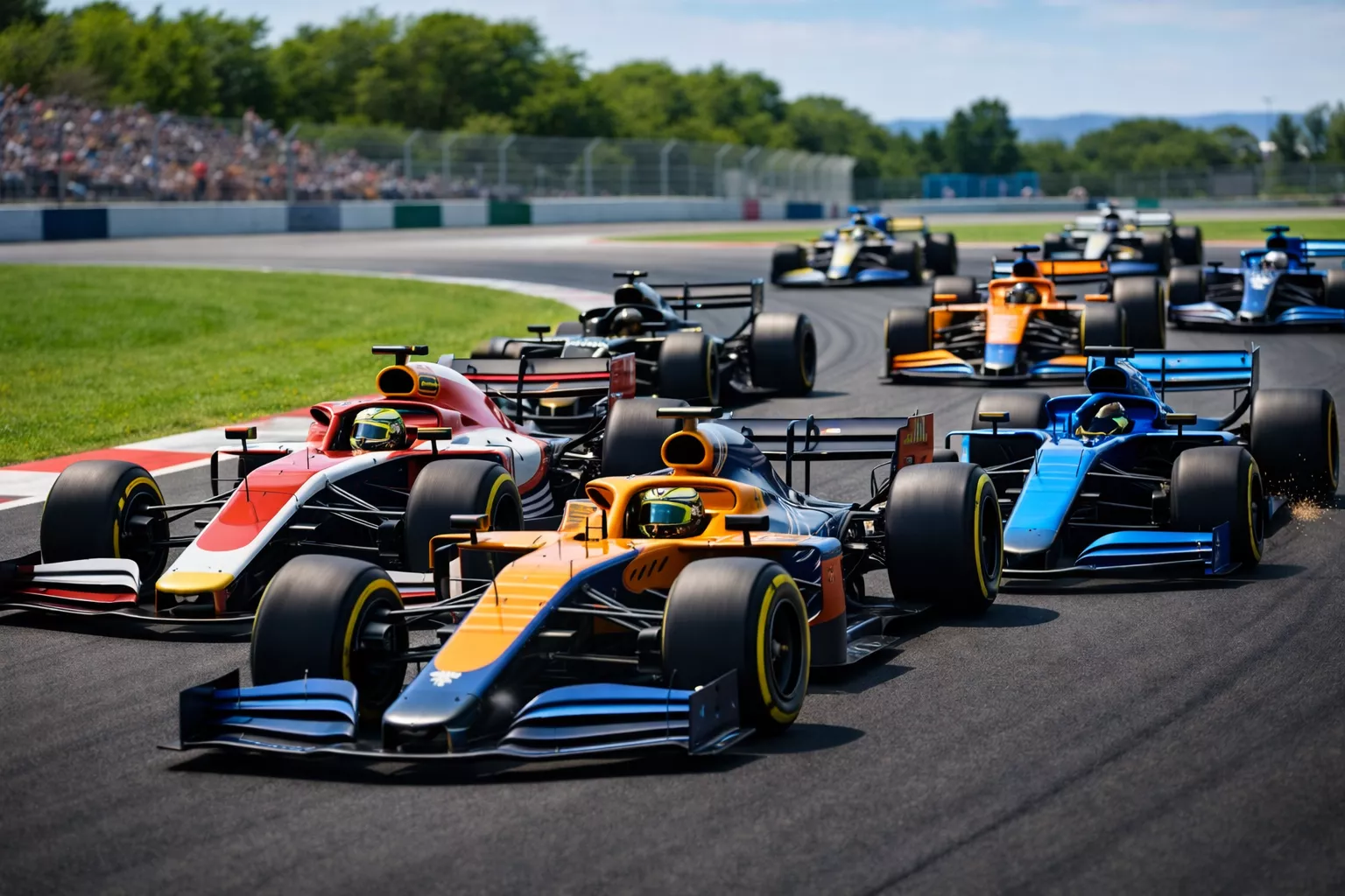 Formel-1-Autos der Top-Teams auf der Rennstrecke