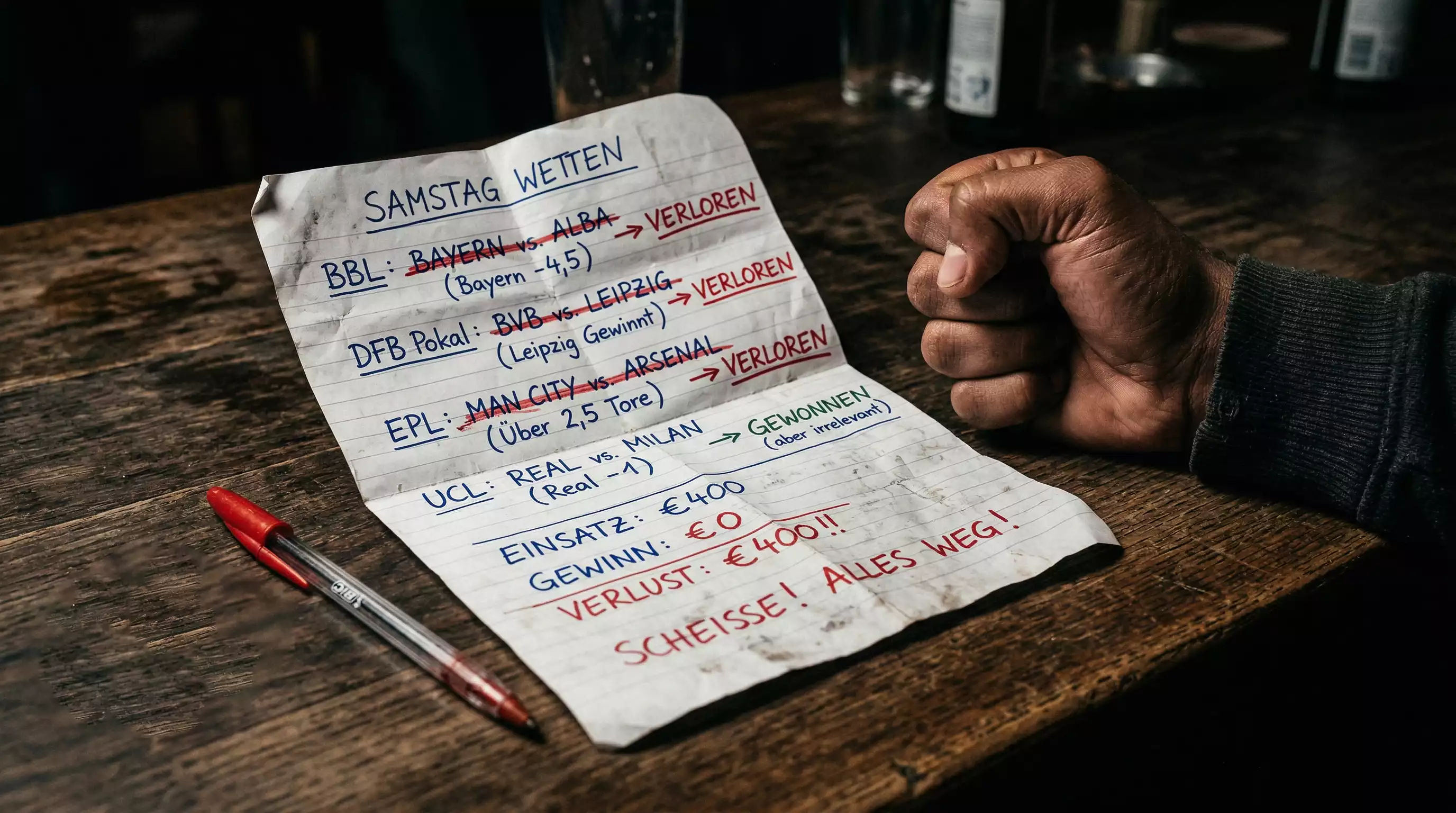 Durchgestrichener Wettschein auf einem Schreibtisch – häufige Fehler bei F1-Wetten vermeiden